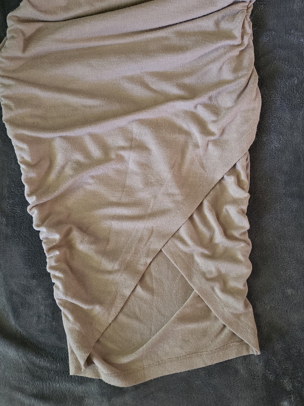 Bardot Ruched Wrap Pencil Skirt - Taupe